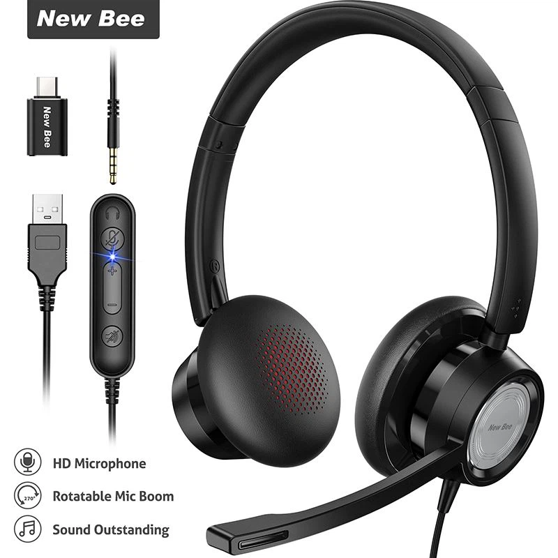 USB Computer Headset with Rotatable Mic